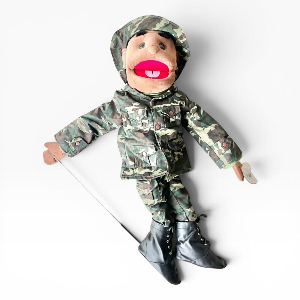 Sunny Puppets 2005 Large 28” Full Body Hand Puppet Black Male Army General